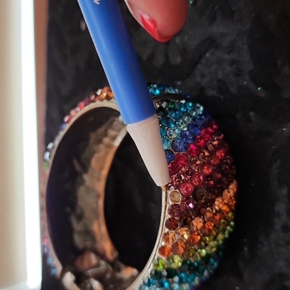 Multi Color Rhinestone Bangle Bracelet - Picture 8 of 8